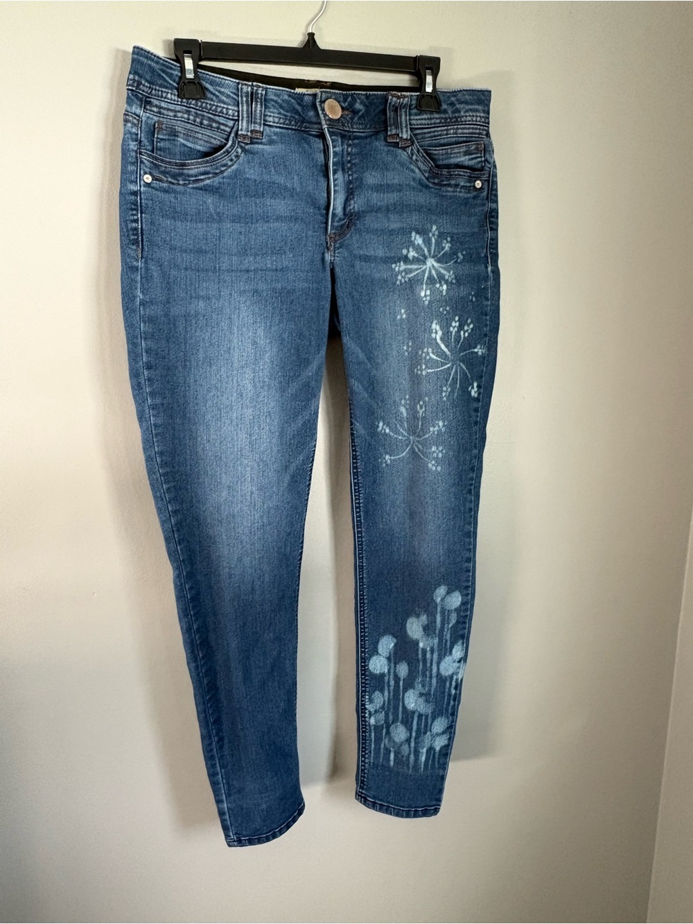 Democracy Ab"solution Jeans Womens Size 10 Blue Print Bleach Stencil Flora